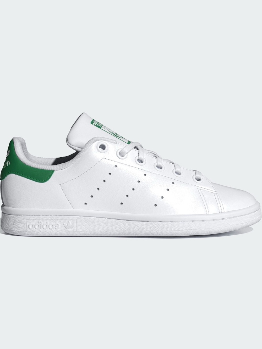 adidas White Leather Sneaker with Green Heel Accent